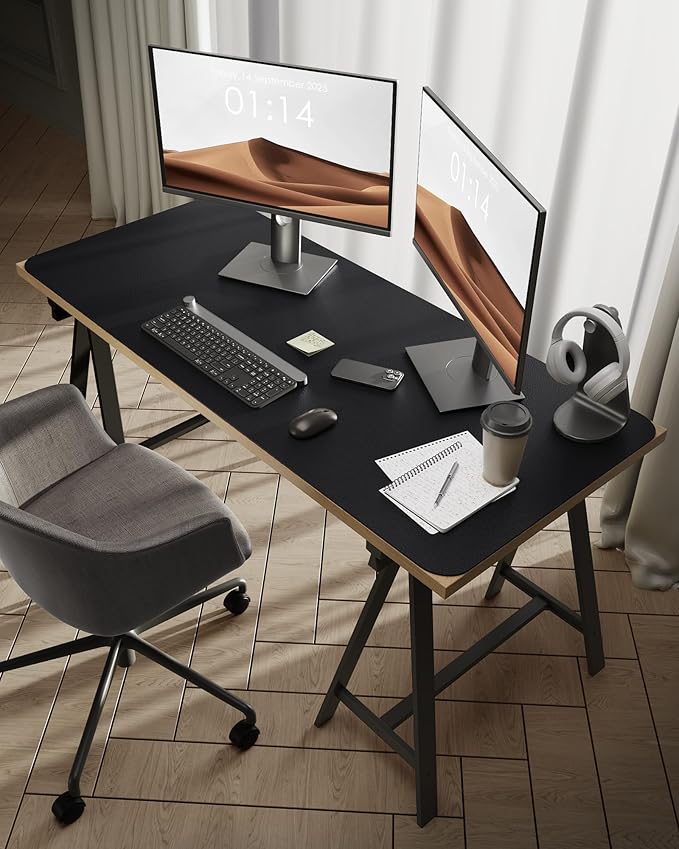 YSAGi Leather Desk Protector, Office Mat, Large Mouse Mat, Non-Slip PU Leather Blotter, Laptop Desk Pad, Waterproof Writing Pad for Office and Home (Black, 47.2" x 23.6")