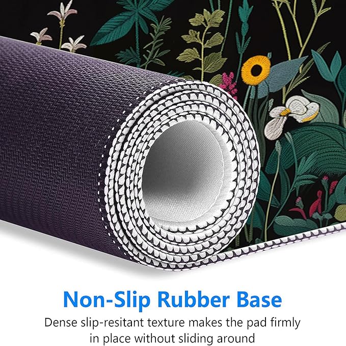 Floral Desk Pad Mouse Pad Weeds Flower Aesthetic Wildflower Mousepad XL Large Gaming Mouse Pad Laptop Keyboard Mat Desk Pad Office Home Decor for Women Girl 31.5"x11.8"