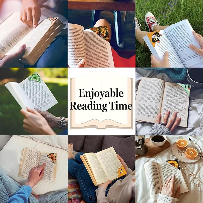 4 PCS Sun and Moon Bookmark, Corner Bookmarks for Book Lovers, Cool Page Bookmarks for Men Women, Funny Book Mark for Boy, Girl, Teacher, Students, Classroom Gifts, School Prize, Reading Gifts