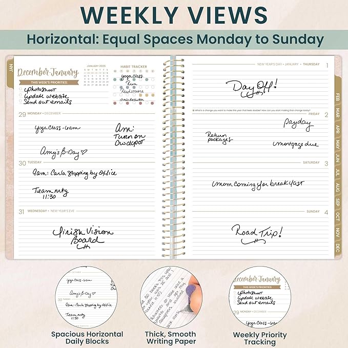 bloom daily planners 2026 Planner (January to December) - 8.5” x 11” Weekly & Monthly Dated Agenda Organizer Book with Stickers & Tabs - Flexible Soft Cover - Ocean Oasis