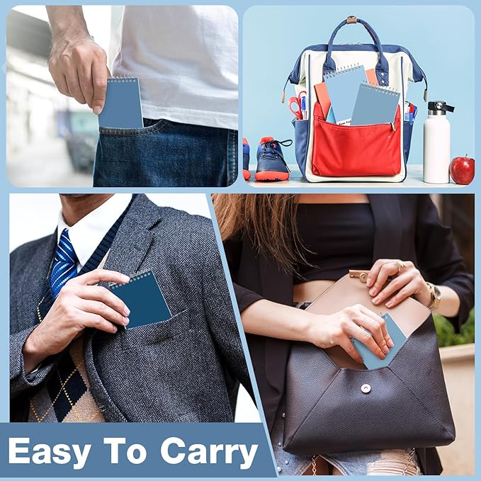 Thenshop 100 Pads Spiral Memo Bulk 3'' x 5'' Top Bound Memo Book 60 Sheets Small Mini Notebooks Lined Wire Bound Pocket Steno Book for Home, Office, School (Fresh Colors)