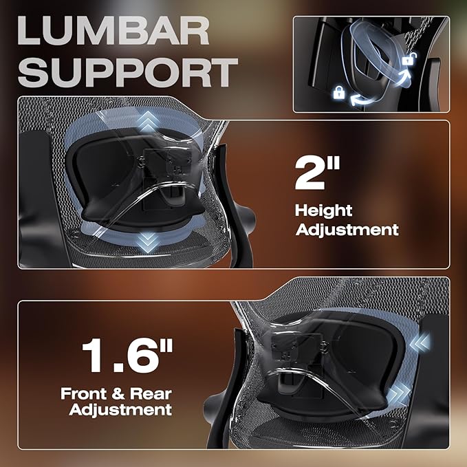 ELABEST X100 Ergonomic Office Chair with Footrest, Big and Tall Home Desk Chair with 5D Flip-Up Arms, Adjustable 5D Lumbar Support,High Back Rolling Computer Chair, Swivel Mesh Chairs (Library Oak)