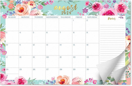 S&O Watercolor Floral Large Desk Calendar from July 2025 to Dec 2026 - Tear-Away Table Calendar 2025-2026 - Desktop Blotter - Academic Desk Planner - Desk Pad Large - 11x17in