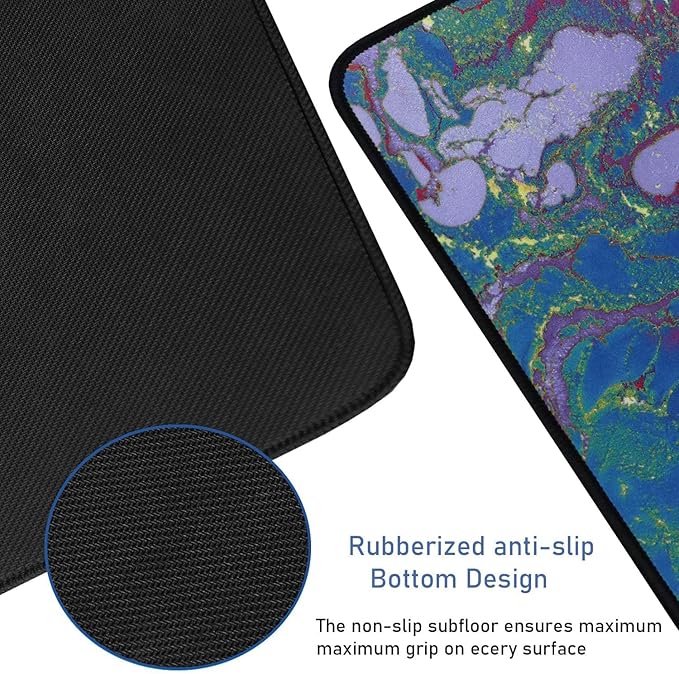 Large Extended Gaming Mouse Pad with Stitched Edges, Durable Non-Slip Natural Rubber Base, Waterproof Computer Keyboard Pad Mat for Esports Pros/Gamer/Desktop/Office/Home - Red Green