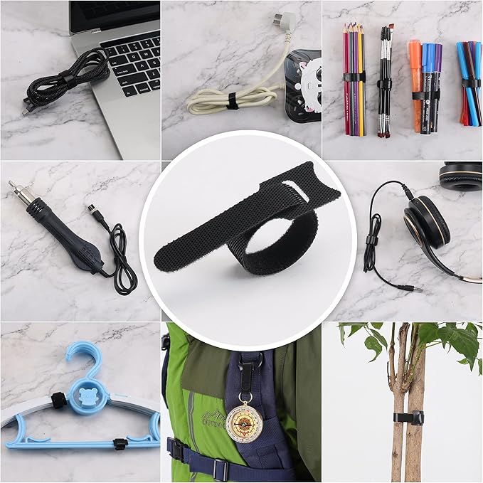 Reusable Cable Ties, 126 PCS 6 Inches Adjustable Cord Straps Wire Organizer Cord Wrap and Hook Loop Cable Management