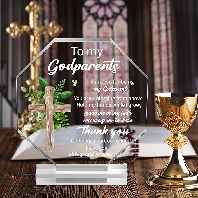 Yopyame Acrylic Gift Godparents Gift for Women Thank You for Being My Godparents Gift Godparent Gifts from Godchild Godparents Office Desk Decor Birthday Keepsake Gift for Godparents