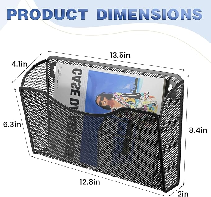 Wall File Organizer,Hanging Wall Mounted File Folder Binder Holder Mail Organizer for Office,Home and School Supplies