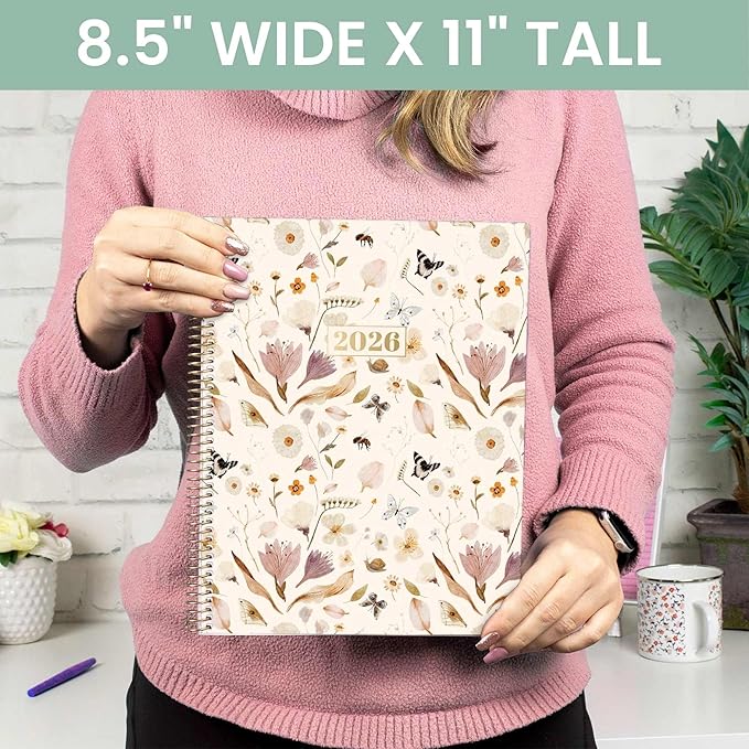 bloom daily planners 2026 Planner (January to December) - 8.5” x 11” Weekly & Monthly Dated Agenda Organizer Book with Stickers & Tabs - Flexible Soft Cover - Butterfly Garden