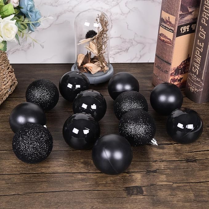 30pcs Christmas Ball Ornaments, 2.36" Shatterproof Tree Decorations, Perfect Hanging Ball for Indoor/Outdoor Holiday Christmas Party Decor (Black)