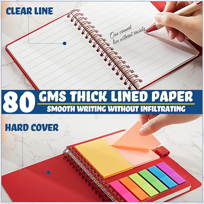 15 Pack Spiral Notebook Steno Pads Notepad with Pen in Holder Sticky Notes and Page Marker Colored Index Tabs Small Pocket Notebooks for Office School Supplies, 4.7 x 5.9 Inch