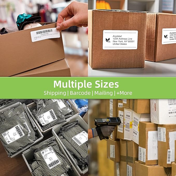 Compatible 4" x 2" Direct Thermal Labels Replacement for Barcodes Postage Address Shipping Compatible with Rollo & Zebra Desktop Printers Adhesive & Perforated (12 Rolls, 750 Labels/Roll)