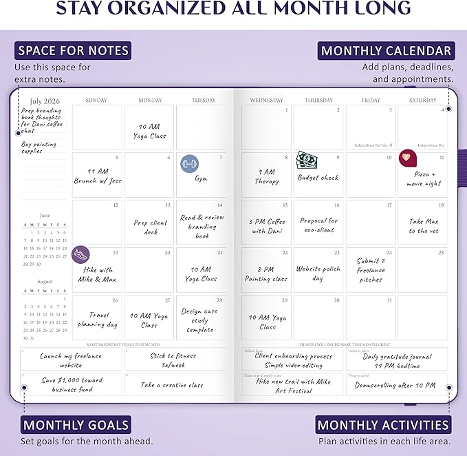 Legend Hourly Schedule Planner PRO Dated Jan 2026-Jan 2027 – Deluxe Weekly & Daily Organizer with Time Slots. Appointment Book Journal for Work & Time Management, A4 Hardcover, Purple