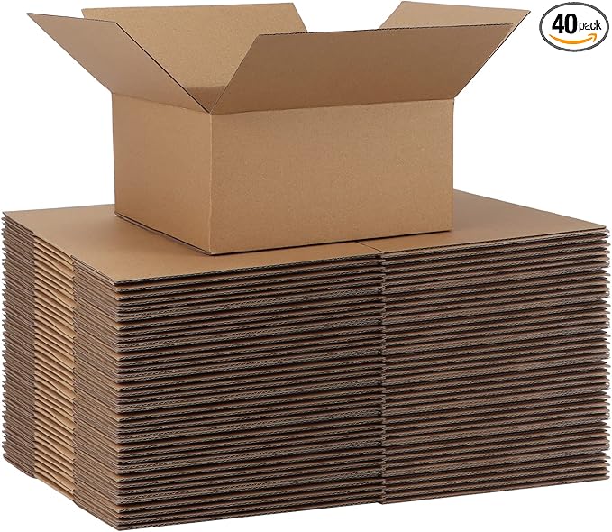 CRUGLA 40 Packs 8x8x4 Shipping Boxes Corrugated Cardboard Boxes Mailers Shipping Box for Packaging Small Business