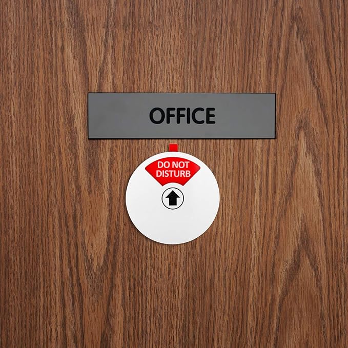 Kichwit Privacy Sign for Office Door, Do Not Disturb, Out of Office, Please Knock, In a Meeting, Conference Sign for Offices, 5 Inch, Silver