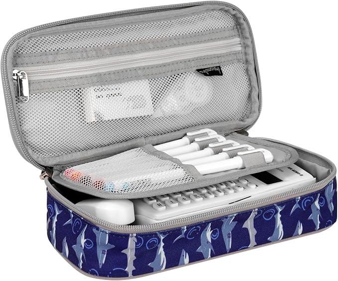 Choco Mocha Balls Pencil Case for Boys, Soft Pencil Case Kids Pencils Pouch for Kindergarten Boys, Blue