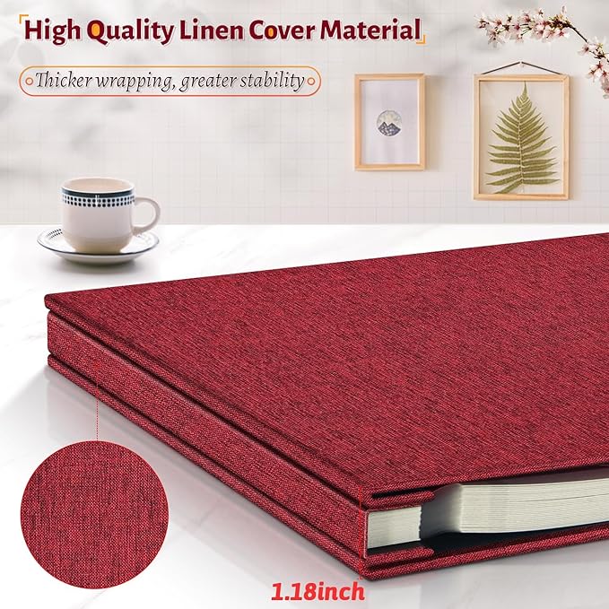 Photo Album Self Adhesive Scrapbook,60 Pages Large Photo Book for 4x6,5x7,8x10 Pictures,DIY Album for Baby Wedding Family Travel Birthday,with Metallic Pen and Scraper