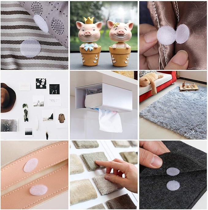 1000Pcs (500 Pairs) 0.78in/20mm Diameter Hook and Loop Self Adhesive Dots Tapes, White Nylon Sticky Back Dots, Fastener Round Tapes for Home, Office and Classroom