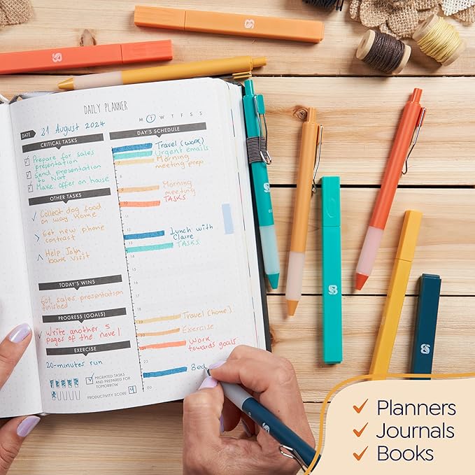 BLIEVE Aesthetic Highlighters and Gel Pens And Soft Tip, No Bleed Dry Fast Easy to Hold, for Bible Journaling Planner Notes School Office Supplies (Vintage)