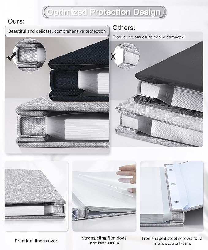 Popotop Photo Album Self Adhesive Scrapbook Album for 4x6 5x7 8x10 Pictures DIY Photo Book as Scrapbooking Supplies Kits, Birthday Gifts for Women Mom Wedding Baby Family Travel