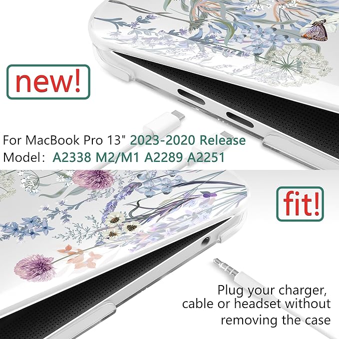 TWOLSKOO Compatible with MacBook Pro 13 inch Case 2023-2016 A2338 M2/M1 A2251 A2289 A2159 A1989 A1706, Plastic Hard Shell Cover & Keyboard Skin & Screen Protector, Dandelions