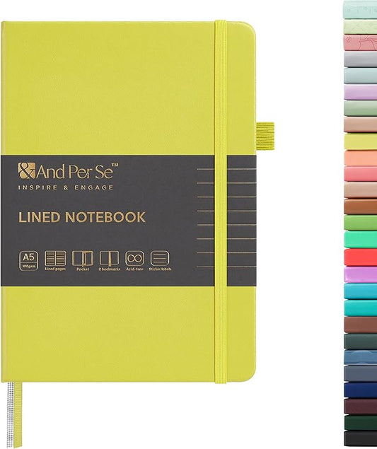 &And Per Se Lined Journal Notebook, 160 Pages, A5 5.7 x 8 inches College Ruled Thick Paper Notebook Journals for Writing, Hardcover Notebooks for Women Men Office School (1 Pack, Lime Green)