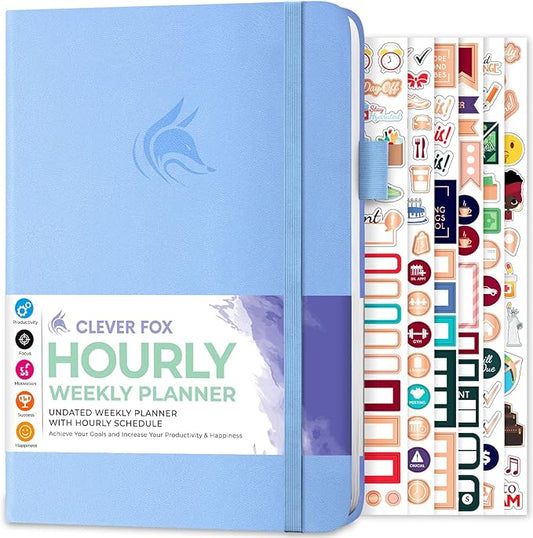 Clever Fox Planner Schedule – Undated Weekly & Monthly Life Planner with Time Slots, Appointment Book & Daily Organizer, A5 (Periwinkle)