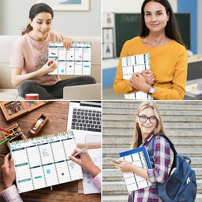 Thboxes 52 Sheets Weekly To Do List Notepad, 8.5" x 11" Efficiently Plan Weekly Task List Notepad for Student Work Home Office School Improve Focus and Efficiency Weekly Planner Blue