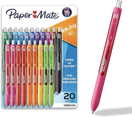 Paper Mate InkJoy Pens Gel Pens Medium Point (0.7mm) Assorted 20 Count (Pack of 12)