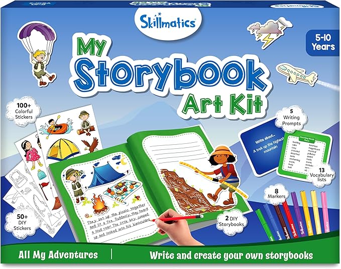 Skillmatics Storybook Art Kit - Create Adventure Stories, DIY Craft & Writing Kit with 300+ Stickers, Scrapbooking & Journal Activity, Christmas Gifts for Kids Ages 5, 6, 7, 8, 9, 10