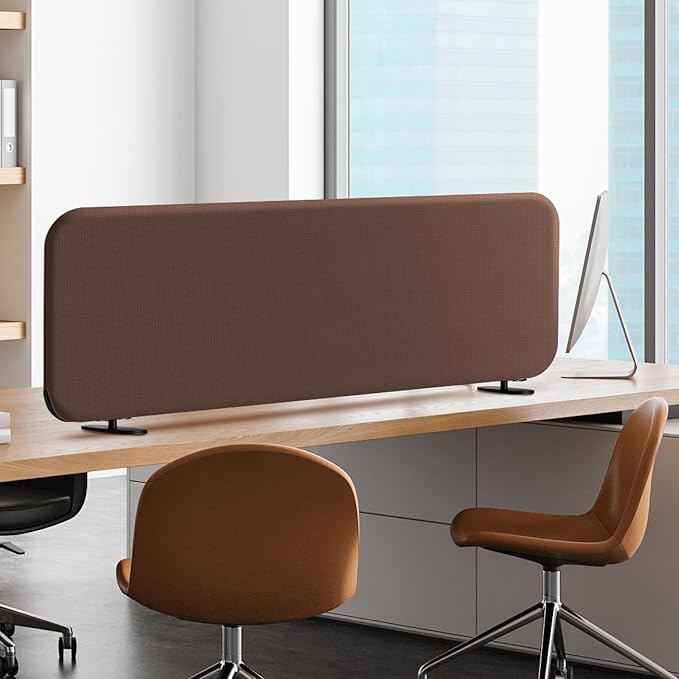 DECOLAB Desk Dividers, Movable Privacy Partition Panel for Students, Office, Home, Shop, Freestanding, Scratch Resistance, 48"x18", Caramel
