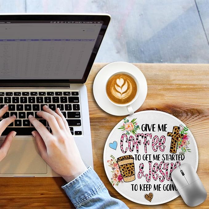 Positive Round Mouse Pad, Funny Small Mouse Pad with Non-Slip Rubber Base, Stitched Edge Mousepad for Desk Wireless Mouse, Gaming Mouse Mat for Computer Laptop Home Office Women Men, 8.6 x 8.6 Inch