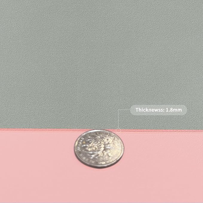 Leather Table Cover,1.8mm Thick,24x48 Inch Desk Cover,Large Desk Mat,Table Protector,Table Cover Protector,Dining Table Cover Protector,XL Desk Mat(Pink+Silvery,24x48)