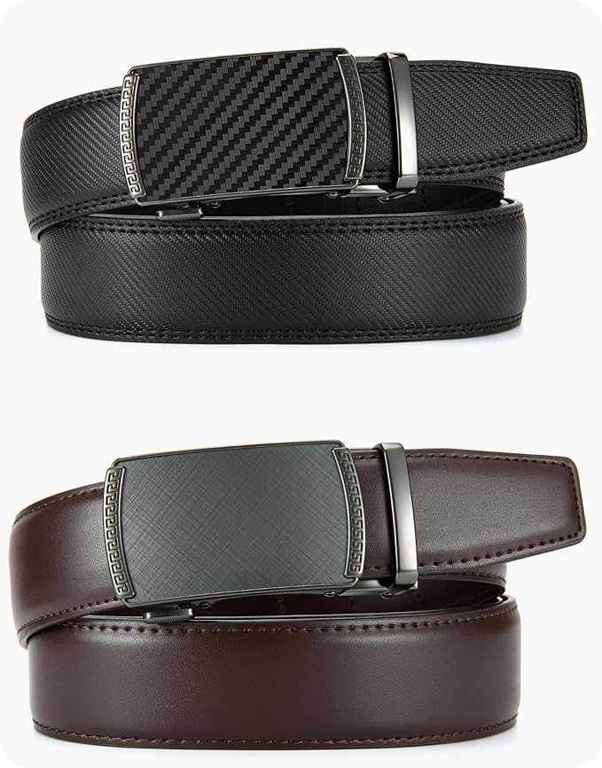 CHAOREN Leather Ratchet Belt Men 2 Pack - Customizable Fit, Effortless Style (35mm)