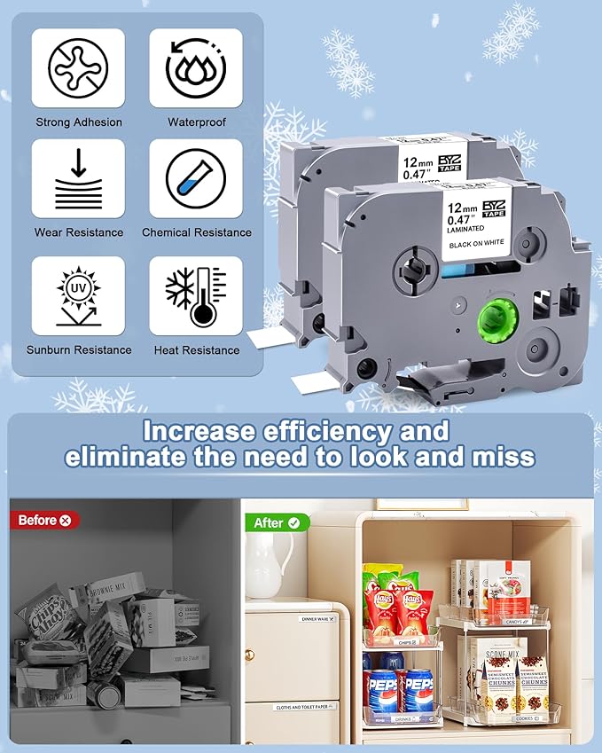 18 Pack Compatible with Brother P Touch Label Maker Tape Work for P Touch PT-D220 PTD220 PT-D210 PTD210 PT-H103w,12mm 0.47" Laminated White Label Tape TZe-231,1/2" Black on White, for PTH100 PTD400AD