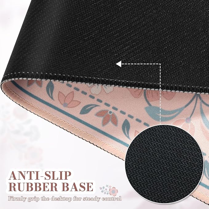 iCasso Desk Mat for Keyboard and Mouse, Large Mouse Pad, Desk Pad Mat, Anti-Slip Big Mousepad with Stitched Edges for Computer Desktop(Peach Pink)