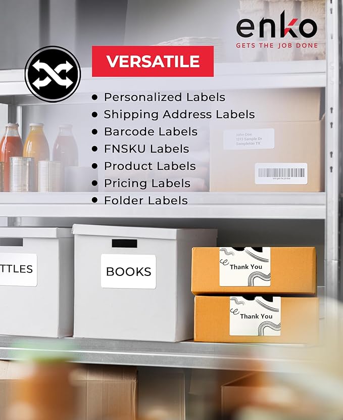 enKo - Compatible DK-2205 Continuous Paper Labels (2.4 Inch x 100 Feet) Compatible for Brother QL Label Printers - 48 Rolls with 16 Refillable Cartridge Frames