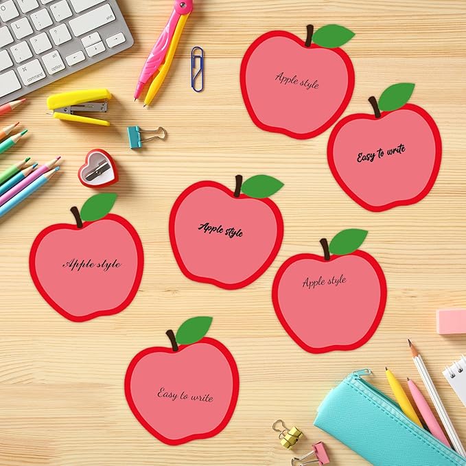 12 Pieces Apple Sticky Notes Cute Fruit Apple Sticky Notes Self-Adhesive Cartoon Fruit Sticky Note Pads Sticky for School Office Home Supplies Students Teachers Gifts