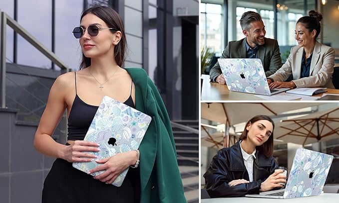 DONGKE for MacBook Air 13 Inch Case 2021-2018, Compatible with A2337 M1 A2179 A1932 Support Retina Display & Touch ID, Hard Shell Plastic Cover with Keyboard Skin - Sea Shells