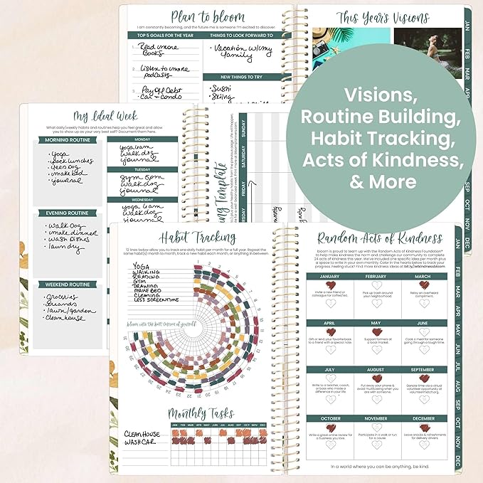 bloom daily planners 2026 Planner (January - December) Calendar Year Organizer - 5.5” x 8.25” - Weekly & Monthly Agenda Book with Stickers & Bookmark - Beige Bouquet