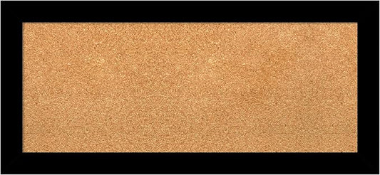 Amanti Art Natural Cork Board for Wall, 15x33 Vision Board with Black Wood Frame, Medium Corkboard Office Decor for Home Organization, Modern Contemporary Corkboard Pinboard to display items for home