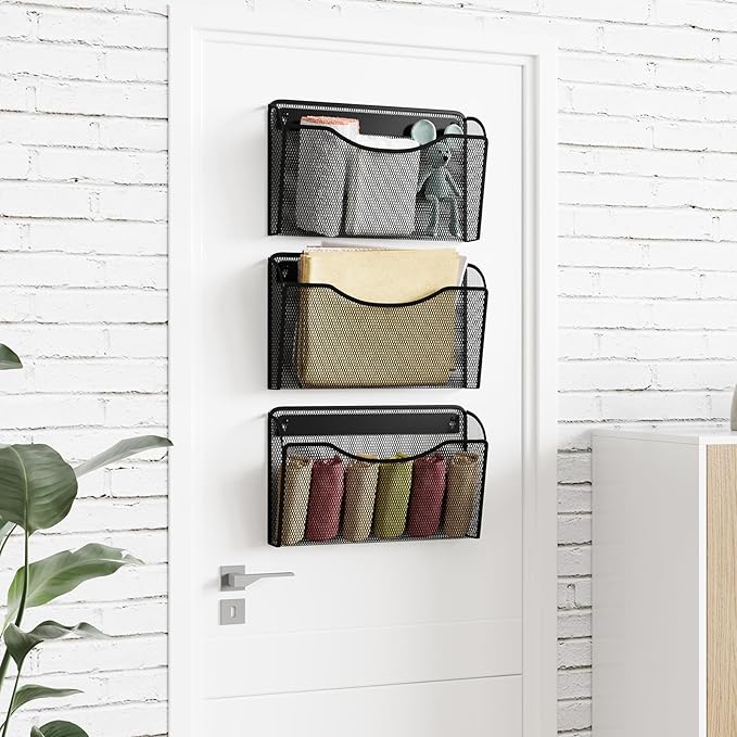 Wall File Organizer,Hanging Wall Mounted File Folder Binder Holder Mail Organizer for Office,Home and School Supplies
