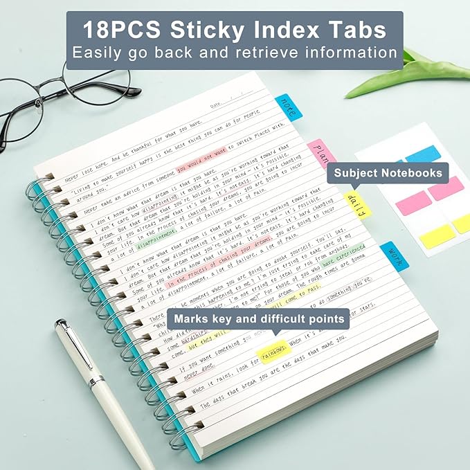 AHGXG Spiral Notebook 8.5" x 11" - Large Spiral Journal A4 Notebook College Ruled, 300 Pages Writing Journal for Work, 100GSM Thick Paper, Plastic Hardcover, for Women Men Office School, Lake Blue