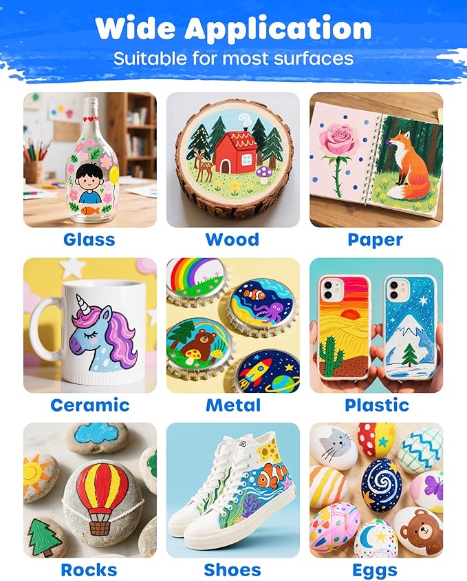 D-FantiX 120 Colors Acrylic Paint Markers for Kids Adults, Fine Tip Acrylic Paint Pens for Wood, Fabric, Glass, Canvas, Ceramic, Plastic, Rocks, Eggs, Shoe, DIY Arts and Crafts Scrapbook Supplies