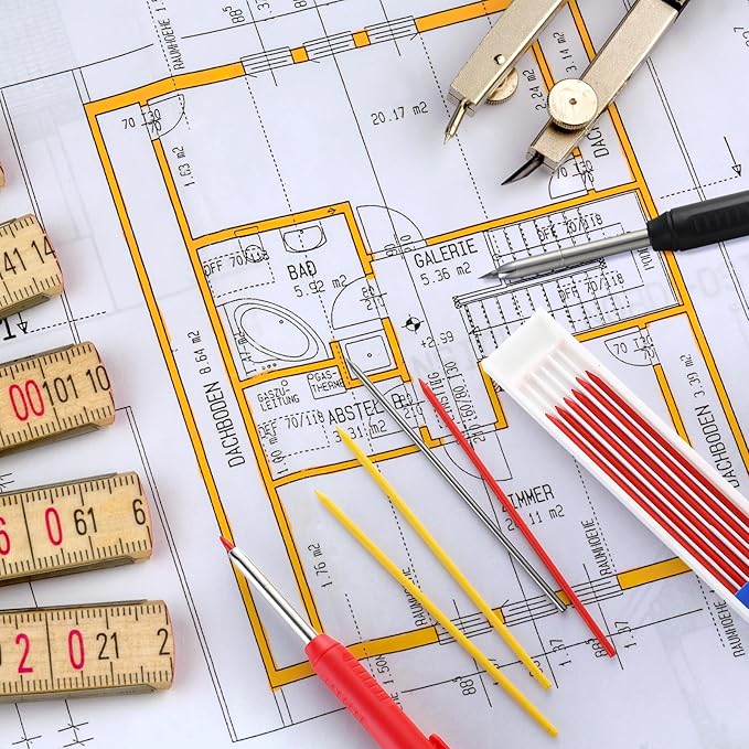 Zhehao 120 Pieces 2.8 mm Carpenter Pencil Refills HB Refill for Construction, Writing, Drawing, Drafting, Woodworking (Black, Red, Yellow)