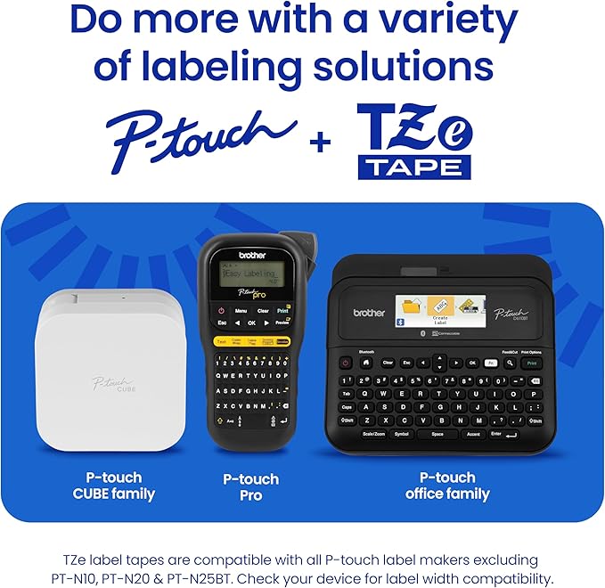 Brother Genuine P-Touch TZe Black Print on White Label Tape (TZeS231), Strong Adhesive Laminated, ~1/2in x 26.2ft (12mm x 8m), for Select P-Touch Label Makers, Water-Resistant, Extra Strength