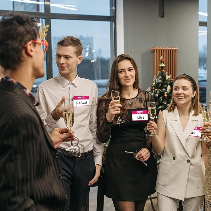 Zacool 480 Pcs Pink Name Tag Stickers (3"x 2") Identification Badges,Peel and Stickers"Hello My Name is" Name Tags Stickers Name Sticker for Themed Party Family Home School Office Conferences