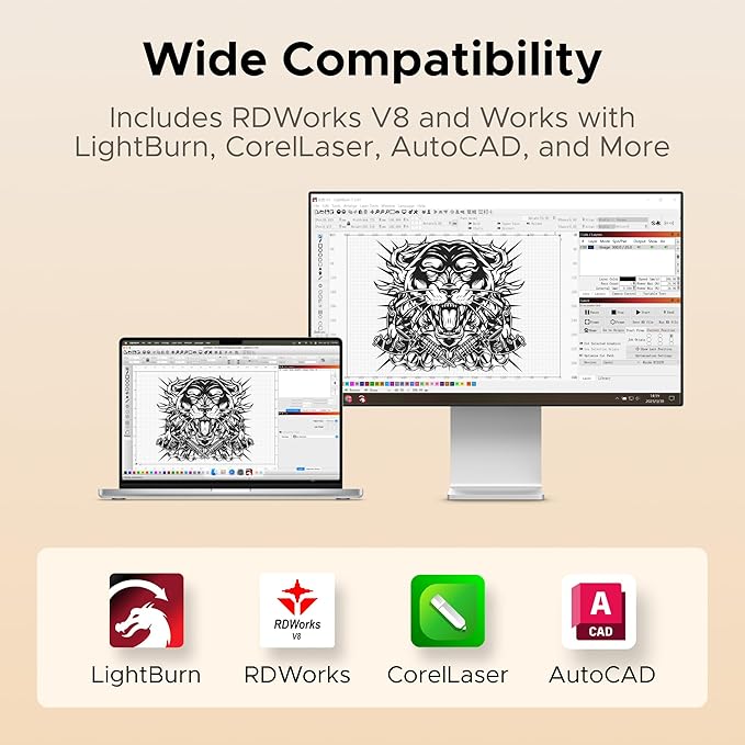 OMTech 55W Polar Lite, Desktop CO2 Laser Engraver and Cutter, 20"x12" Compact Laser Engraving Machine with Built-in Exhaust Fans & 0.5gal Water Tank, Laser Cutting Machine for Wood Acrylic Glass More