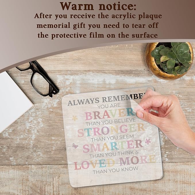 Inspirational Gifts for Daughter Son Friends Family, Always Remember You Are Braver Acrylic Plaque Sign, Motivational Quotes Desk Sign, Birthday Graduation Christmas Gift