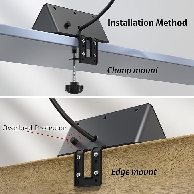 Nightstand Edge Mount Power Strip with USB-C Ports Tabletop Surge Protector Desk Clamp Power Sockets with 3 AC Outlets &4 Fast Charging USB Ports for Home Office Hotel and Dormitory