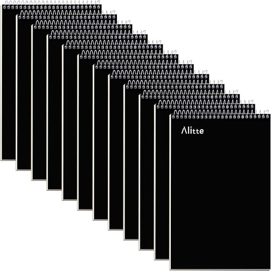 Steno Pads Spiral 6x9-12 Pack - Gregg Ruled, Perfect for Work, School, and Home Use, Easy Tear-Off Pages, White Paper - No Ink Bleeds - 80 Sheets